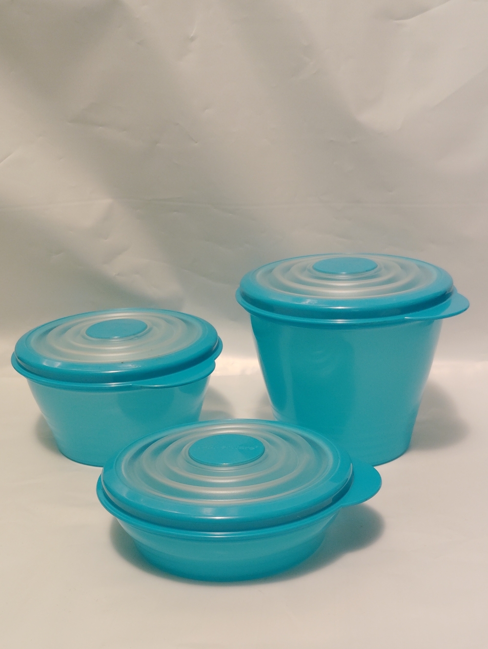 Tupperware Mini Stuffables Storage Set Caribbean Blue w Flexible Expanding Seals